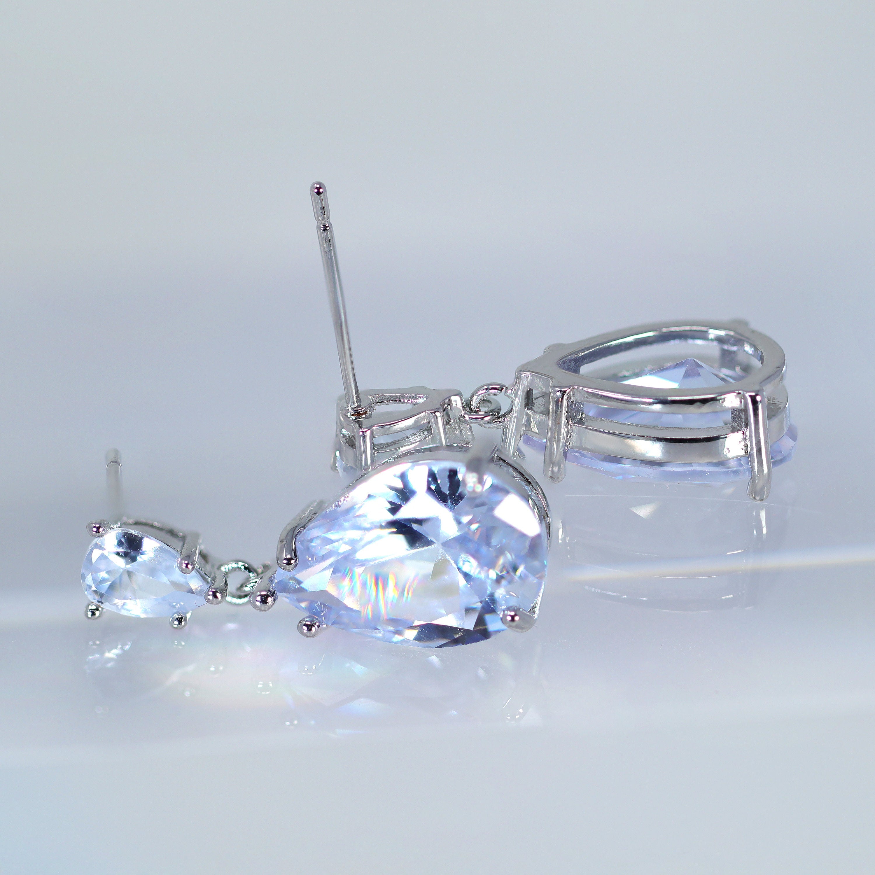 Diamond Drop Earrings, Crystal Earrings, Long Bridal Jewelry, Bridal Earrings, Crystal Bridal Earrings, Statement Earrings Cz