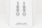 Leaf Drop, Long Dangle Crystal, Diamond Earrings, Long Bridal Jewelry, Crystal Bridal Earrings, Statement Earrings Cz