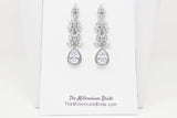 Leaf Drop, Long Dangle Crystal, Diamond Earrings, Long Bridal Jewelry, Crystal Bridal Earrings, Statement Earrings Cz