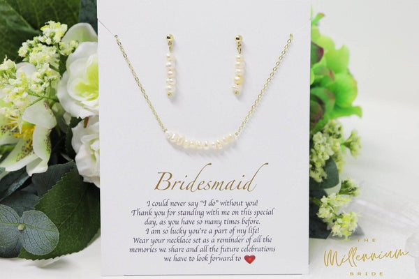 Set of 5 Bridesmaid Gift, Wedding top Party Jewelry Set, Bridal Party Jewelry, Pearl Jewelry Set, Bridal Jewelry Set, Bridal Party Gift Jewelry