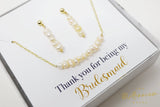 Natural Freshwater Pearls Bridesmaid Jewelry, Pearl Bridesmaid Earrings And Necklace, Crystal Earrings, Maid Of Honor Gift