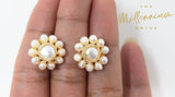 Natural Freshwater Pearls White Flower, Bridal Jewelry Bridal Stud Earrings Pearl Stud Bridal Earrings Statement Earrings Cz