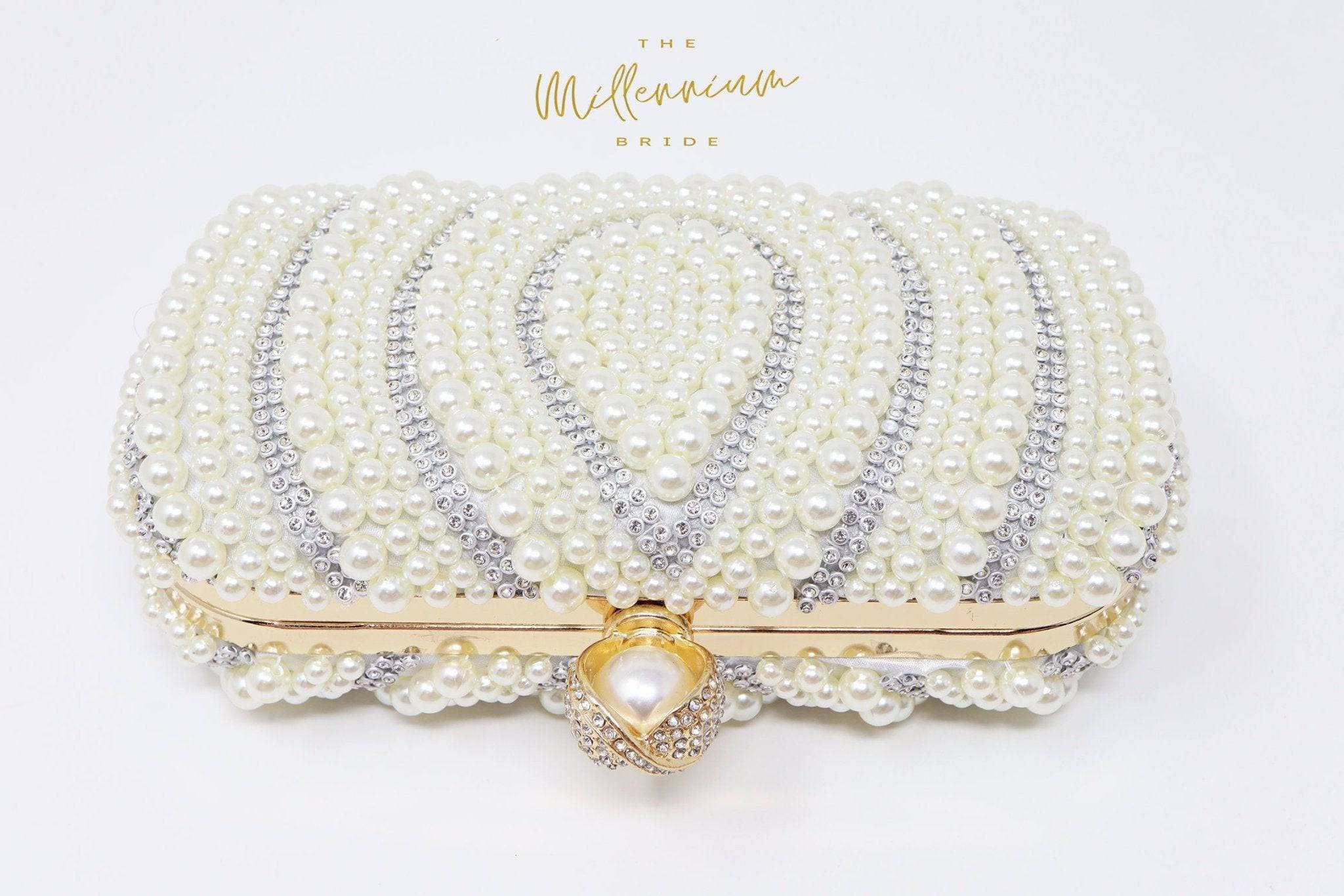 Pearl Crystal Wedding Bag, Statement Bag, Evening Clutch, Bridal Clutch, Bridal Bag, Cross Body Bag