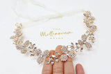 Rhinestones Dainty Floral Crystal Leaves Gold Hair Vine Headband, Bridal Hair Vine, Delicate Headband, Hair accessories.