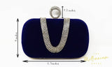 Royal Blue Velvet Crystal Mini Wedding Clutch, Statement Bag, Evening Clutch, Wedding Clutch, Bridal Bag, Blue Cross Body Bag