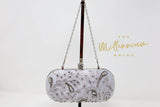 Silver Crystal Leaves and Beads Embroidered Wedding Clutch, Statement Bag, Evening Clutch, Wedding Clutch, Bridal Bag, White Cross Body Bag