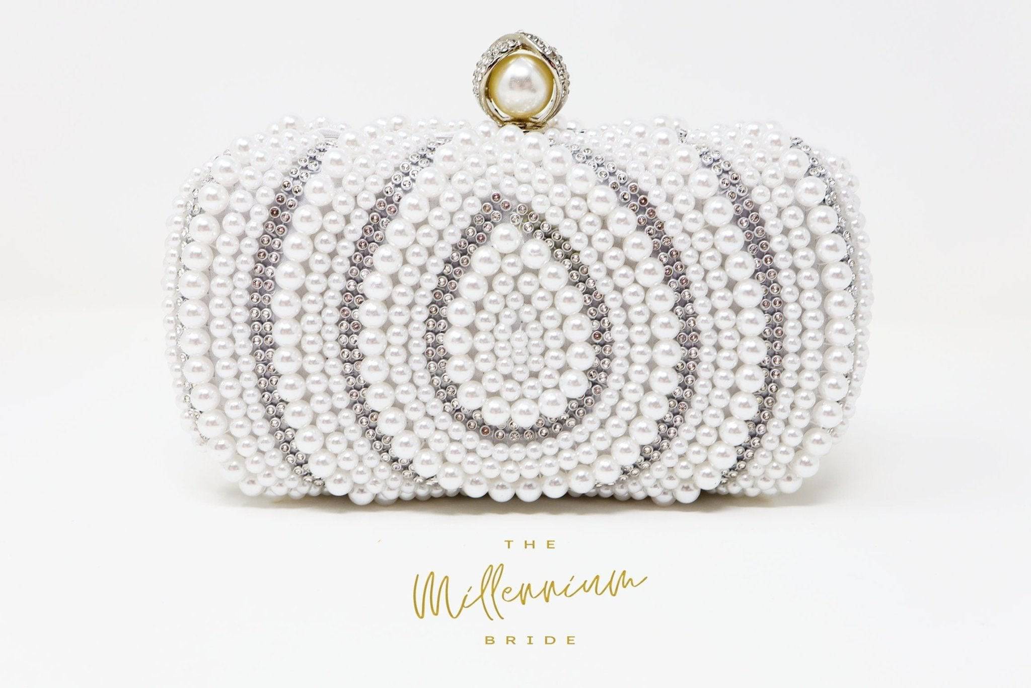 Silver Pearl Crystal Wedding Bag, Statement Bag, Evening Clutch, Bridal Clutch, Bridal Bag, Cross Body Bag