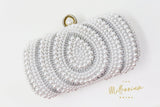 Silver Pearl Crystal Wedding Bag, Statement Bag, Evening Clutch, Bridal Clutch, Bridal Bag, Cross Body Bag