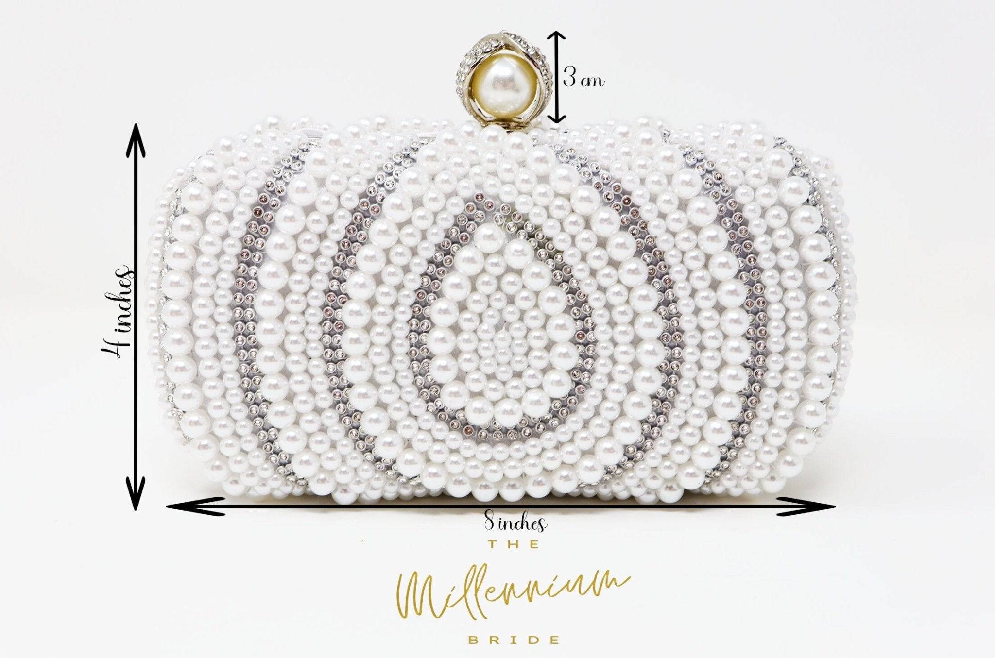 Silver Pearl Crystal Wedding Bag, Statement Bag, Evening Clutch, Bridal Clutch, Bridal Bag, Cross Body Bag