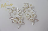 Swarovski Ceramic White Flower Petals Crystal, Long Bridal Jewelry Bridal Earrings Crystal Bridal Earrings Statement Earrings Cz