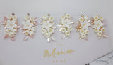 Swarovski Ceramic White Flower Petals Crystal, Long Bridal Jewelry Bridal Earrings Crystal Bridal Earrings Statement Earrings Cz
