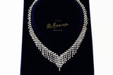 Swarovski Crystal Bridal V Tassel Necklace , Long Bridal Jewelry, Bridal Necklace, Statement Necklace Cz Necklace Set.