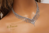 Swarovski Crystal Bridal V Tassel Necklace , Long Bridal Jewelry, Bridal Necklace, Statement Necklace Cz Necklace Set.