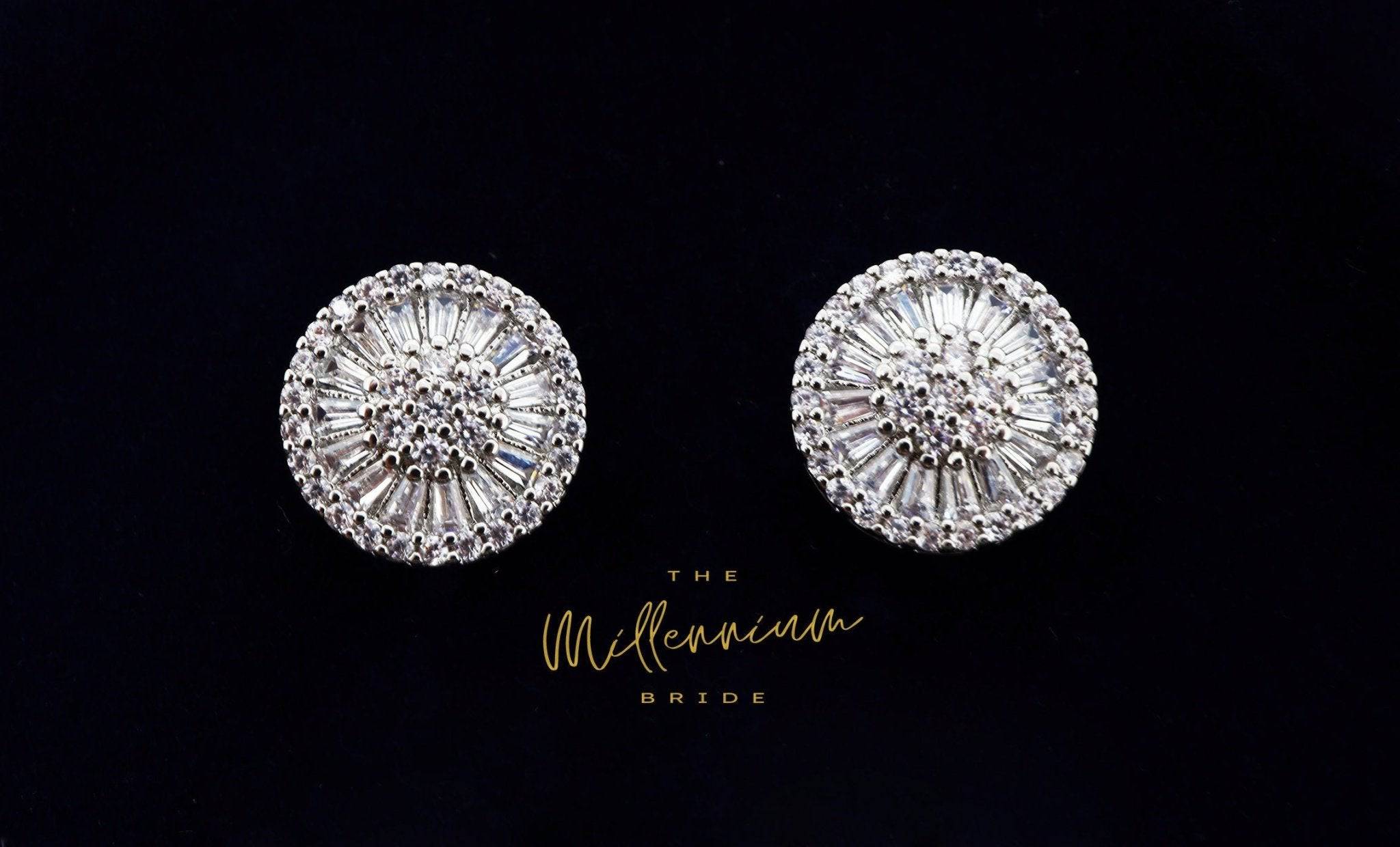 Swarovski Crystal Floral Circle stud Earrings, Bridal Jewelry, Bridal Stud Earrings, Crystal Bridal Earrings, Statement Earrings Cz