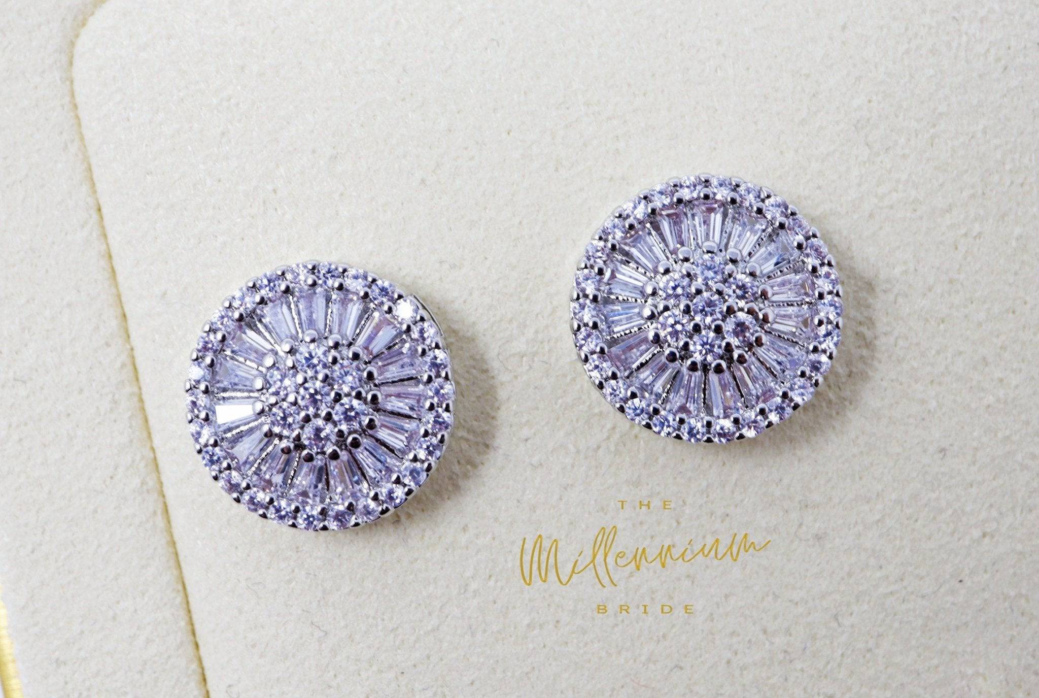 Swarovski Crystal Floral Circle stud Earrings, Bridal Jewelry, Bridal Stud Earrings, Crystal Bridal Earrings, Statement Earrings Cz