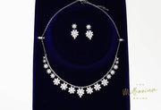 Swarovski Crystal Floral Necklace Set, Long Bridal Jewelry, Bridal Earrings And Necklace, Statement Earrings Cz Necklace Set.