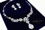 Swarovski Crystal Heart Floral Vine Leaves Necklace, Long Bridal Jewelry, Bridal Earrings And Necklace, Statement Earrings Cz Necklace Set
