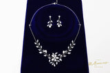 Swarovski Crystal Pearl Floral Vine Leaves , Bridal Jewelry, Bridal Earrings And Necklace, Statement Earrings Cz Necklace Set.