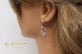 Swarovski Crystal Pearl Floral Vine Leaves , Bridal Jewelry, Bridal Earrings And Necklace, Statement Earrings Cz Necklace Set.