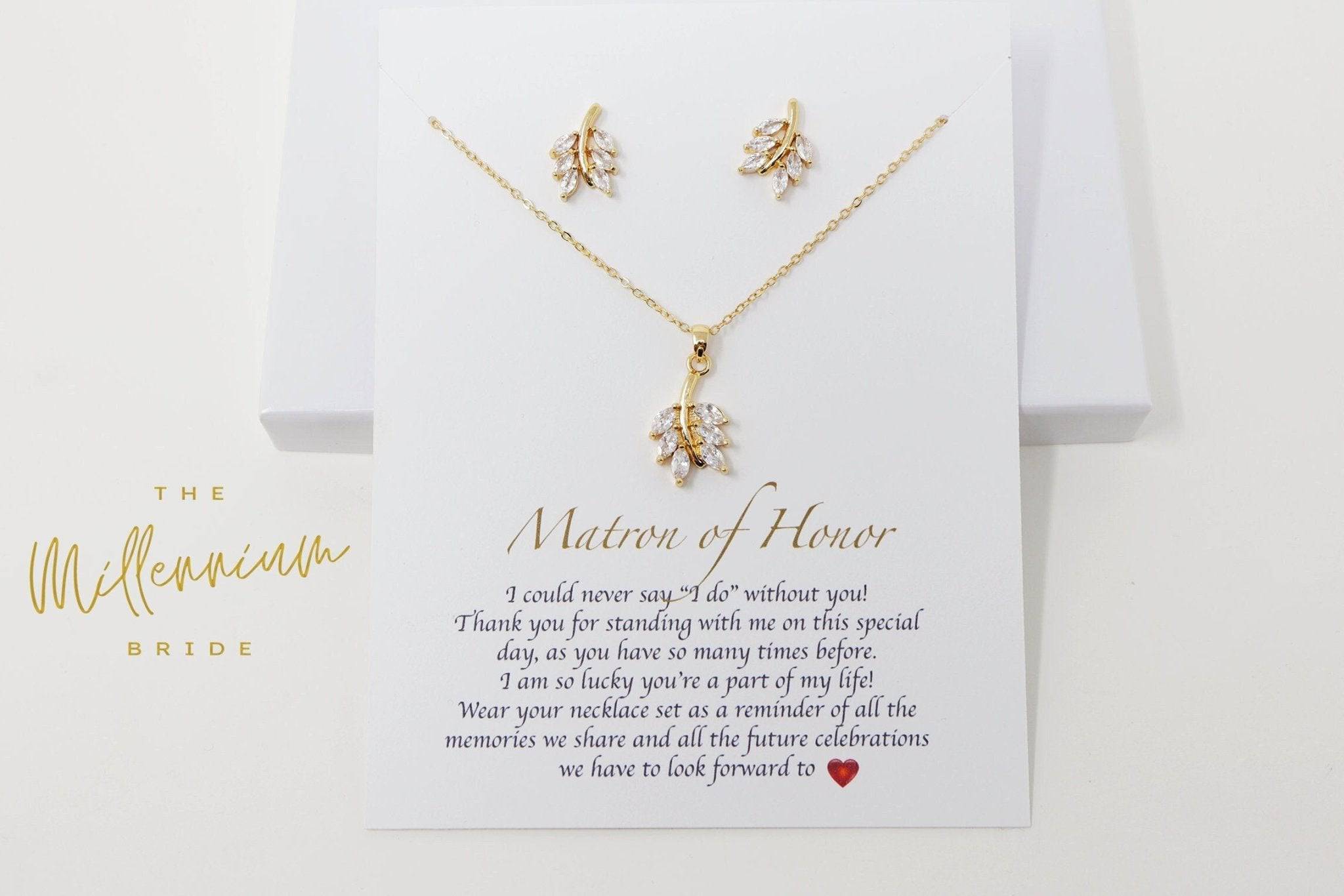Swarovski Crystal vine leaves Bridesmaid Jewelry, Bridesmaid Earrings And Necklace, Crystal Earrings, Maid Of Honor Gift Cz