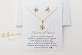 Swarovski Crystal vine leaves Bridesmaid Jewelry, Bridesmaid Earrings And Necklace, Crystal Earrings, Maid Of Honor Gift Cz