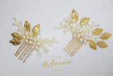 Swarovski Crystals And Pearl White flower Bridal Hair comb set, Bridal Hair Accessories, Wedding Hair Accessory, Bridal Hair Comb.