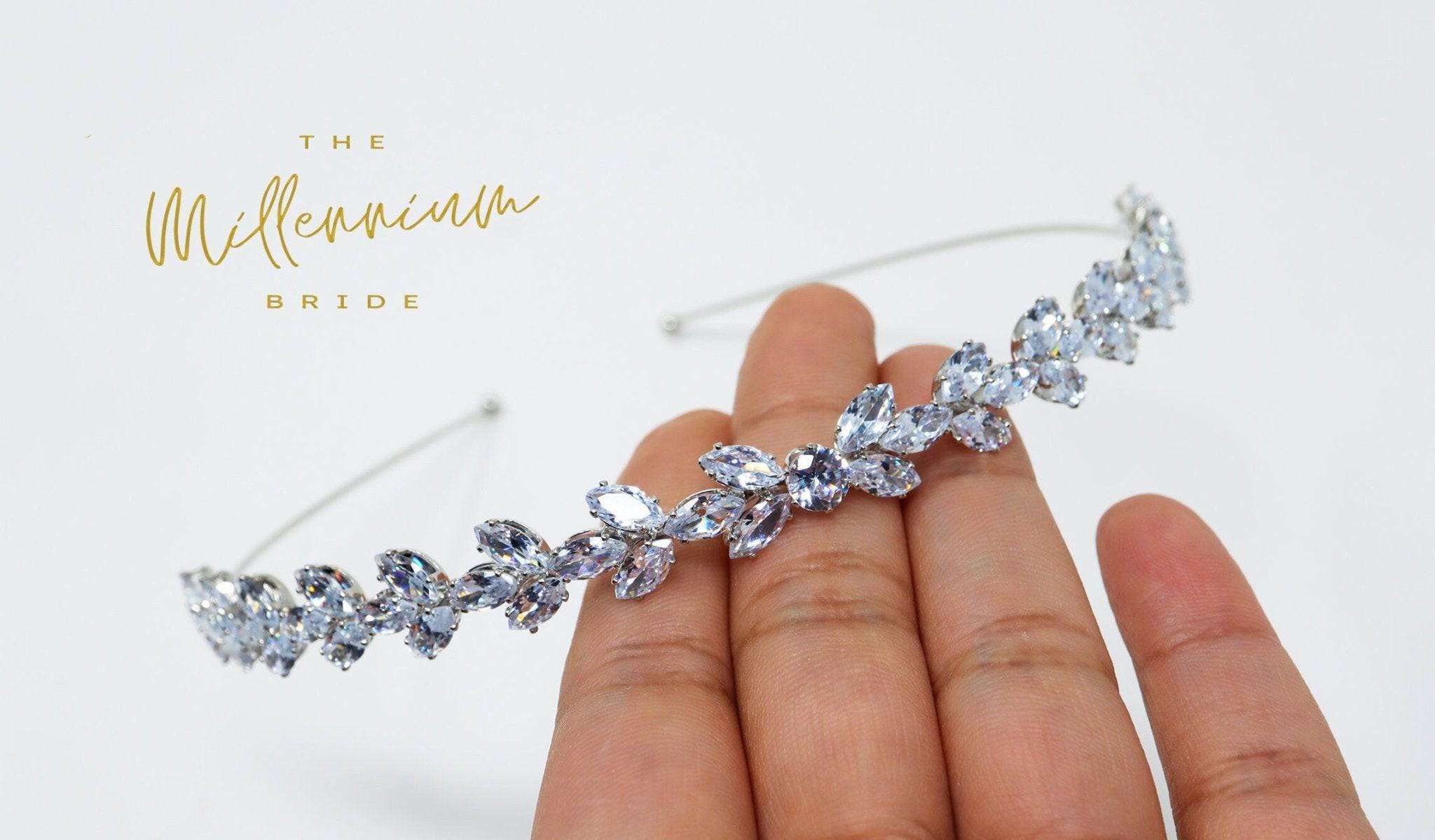 Swarovski Crystals Dainty Vine Three Leaves , Hair Vine Headband, Bridal Hair Vine, Delicate Headband, Hair accessories.