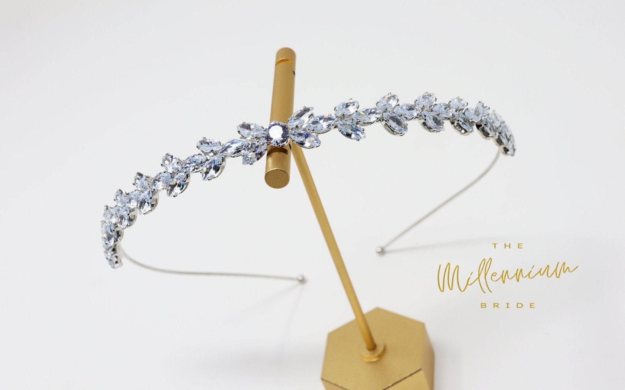 Swarovski Crystals Dainty Vine Three Leaves , Hair Vine Headband, Bridal Hair Vine, Delicate Headband, Hair accessories.