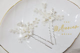 Swarovski Crystals Pearl Ceramic White flower Hair Comb Bridal Hair Accessories, Wedding Hair Accessory, Bridal Hair Comb And Pins Set.