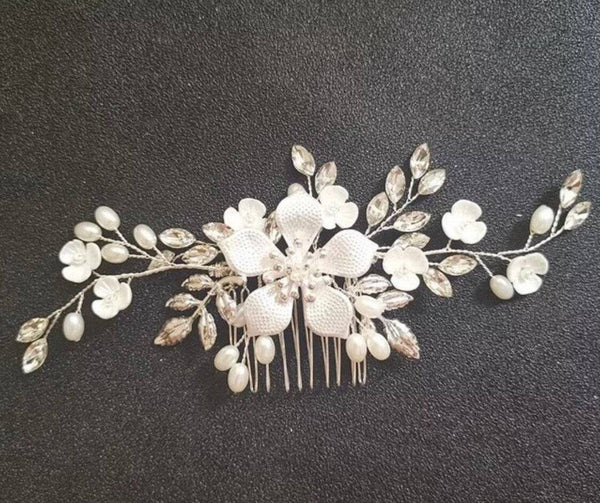 Swarovski Crystal Silver Metal Pyramid Hair Comb, for outlet Bridal, weddings, parties, evening, cocktail, special occasions