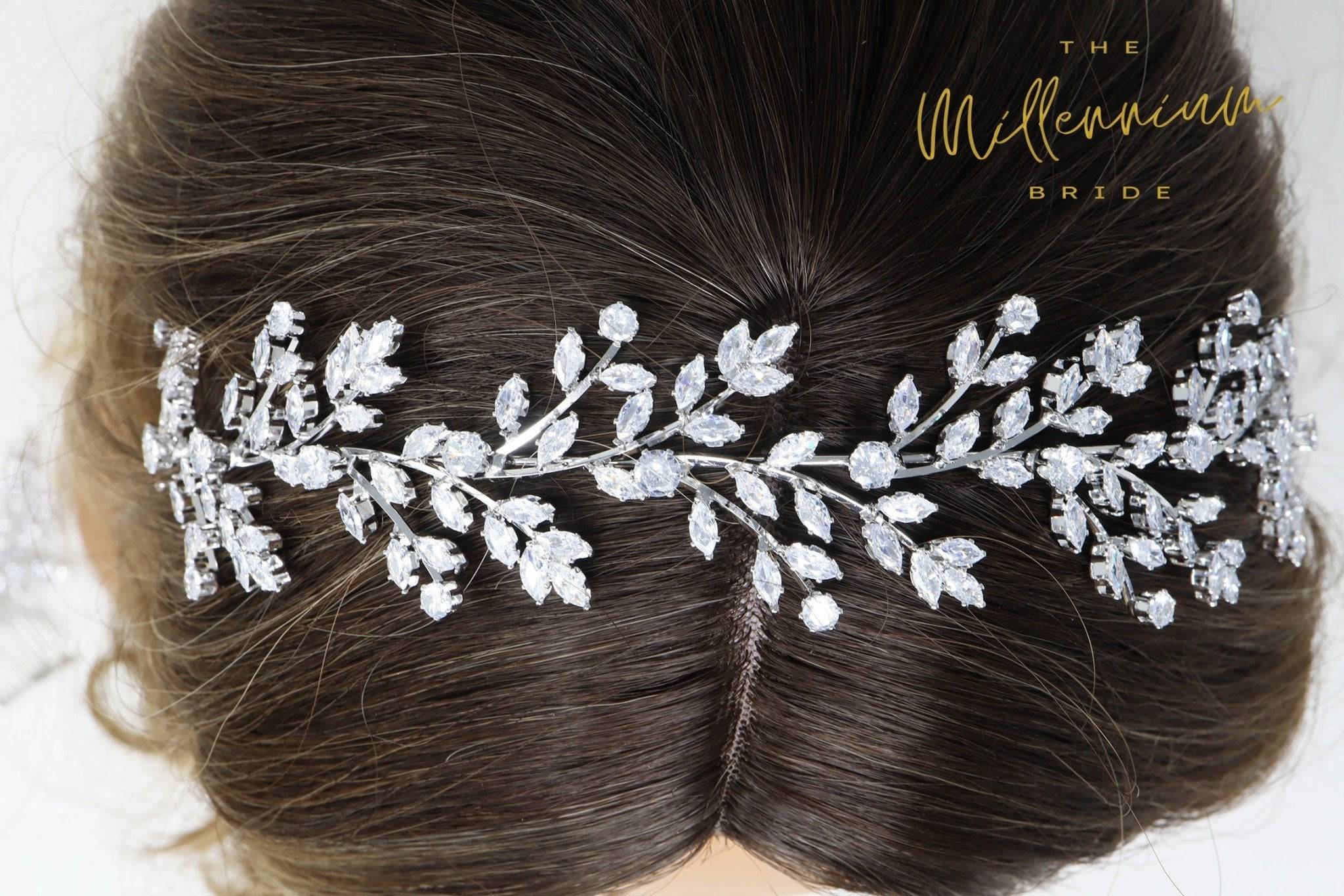 Swarovski Crystals Vine Leaves Headpiece, Hair Vine Headband, Bridal Hair Vine, Rhinestone Headband, Delicate Headband, Hair accessories.