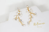 Swarovski Freshwater Pearls White Vine Crystal, Long Bridal Jewelry Bridal Earrings Crystal Bridal Earrings Statement Earrings Cz