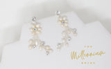 Swarovski Freshwater Pearls White Vine Crystal, Long Bridal Jewelry Bridal Earrings Crystal Bridal Earrings Statement Earrings Cz