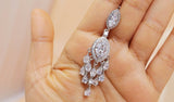 White Gold Plated Chandelier Drop Crystal/Diamond Earrings, Long Bridal Jewelry, Crystal Bridal Earrings, Statement Earrings Cz