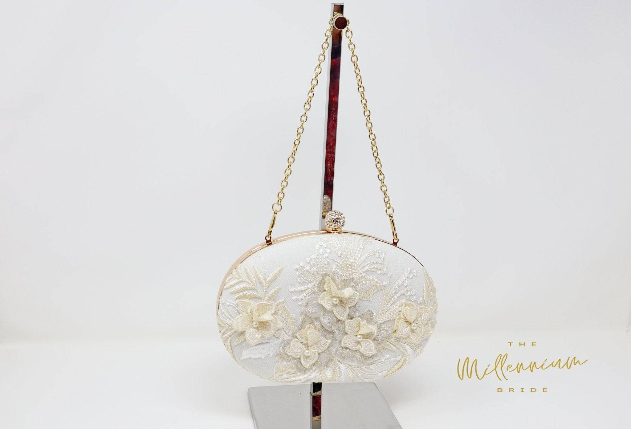 White Lace Embroidered Floral Wedding Clutch, Statement Bag, Evening Clutch, Wedding Clutch, Bridal Clutch, Bridal Bag, White Cross Body Bag
