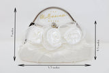 White Rose Satin Lace Floral Wedding Bag, Statement Bag, Evening Clutch, Wedding Clutch, Bridal Clutch, Bridal Bag, White Cross Body Bag