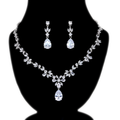 Swarovski Crystal Floral Leaves Diamond/Crystal Necklace, Bridal Necklace Set, Bridal Jewelry, Statement Necklace - TheMillenniumBride
