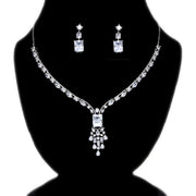 Swarovski Queens Treasure Necklace set, Long Bridal Jewelry, Bridal Earrings And Necklace, Statement Earrings Cz Necklace Set.