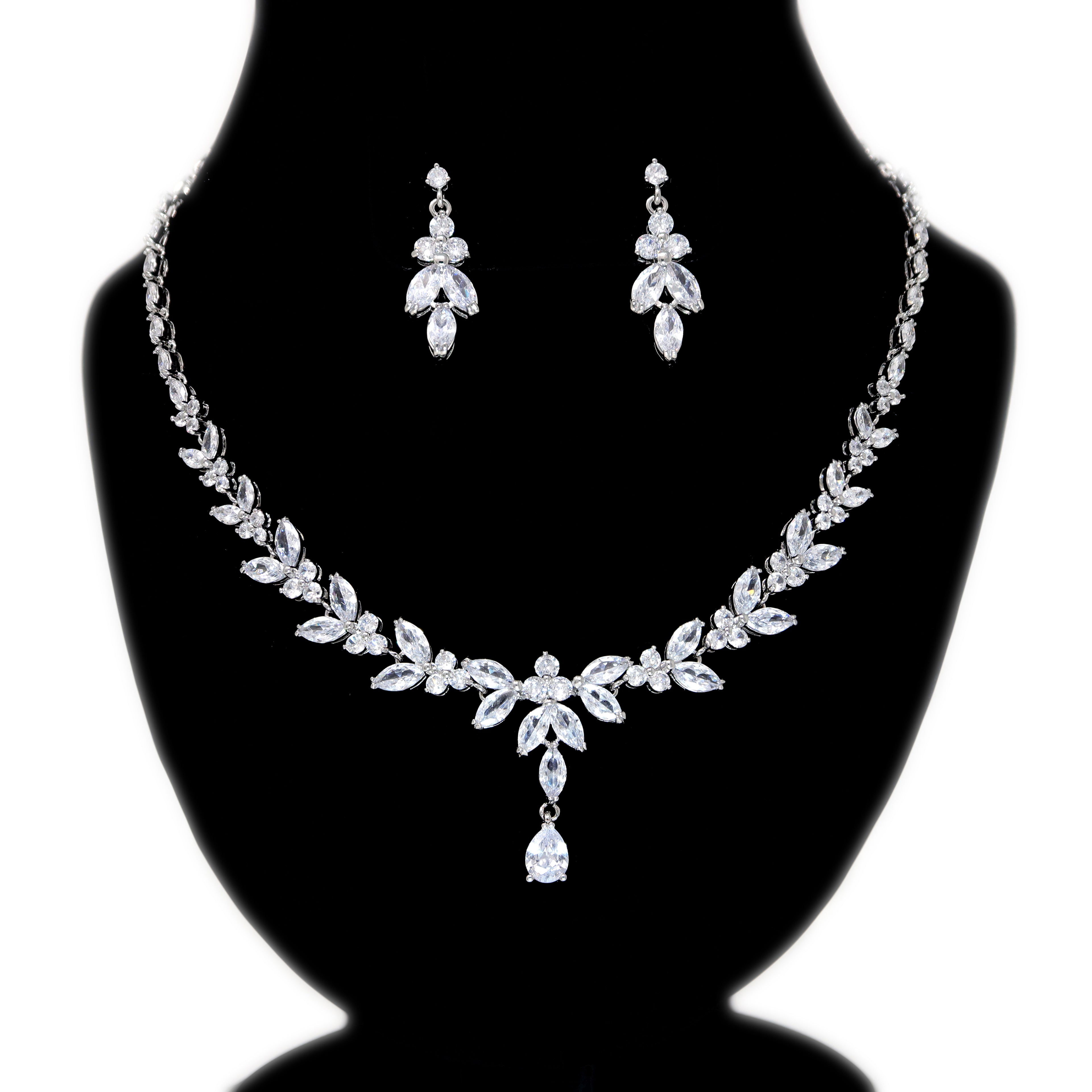 Swarovski Crystal Luxury Flower Diamond/Crystal Necklace, Bridal Necklace Set, Bridal Jewelry, Statement Necklace - TheMillenniumBride