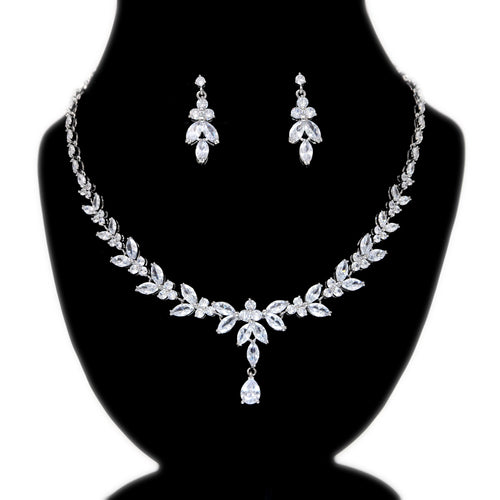 Swarovski Crystal Luxury Flower Diamond/Crystal Necklace, Bridal Necklace Set, Bridal Jewelry, Statement Necklace - TheMillenniumBride