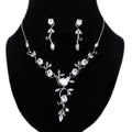 Swarovski Crystal Floral Vine Leaves Necklace, Long Bridal Jewelry, Bridal Earrings And Necklace, Statement Earrings Cz Necklace Set. - TheMillenniumBride