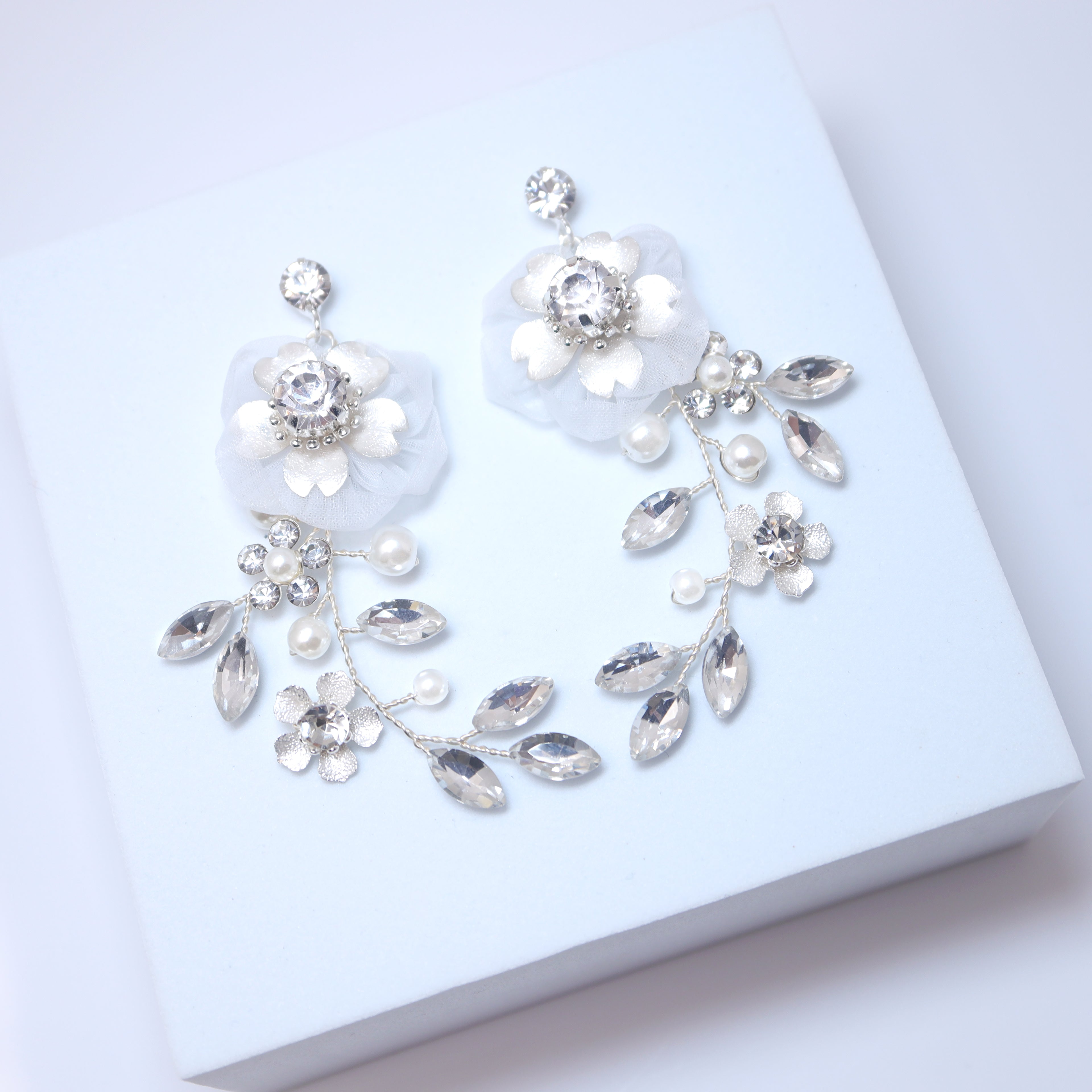 Swarovski opal Flower Petals Crystal, Rhinestone Earrings, Long Bridal Jewelry Bridal Earrings Crystal Bridal Earrings Statement Earrings Cz - TheMillenniumBride