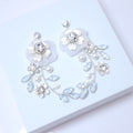Swarovski opal Flower Petals Crystal, Rhinestone Earrings, Long Bridal Jewelry Bridal Earrings Crystal Bridal Earrings Statement Earrings Cz - TheMillenniumBride