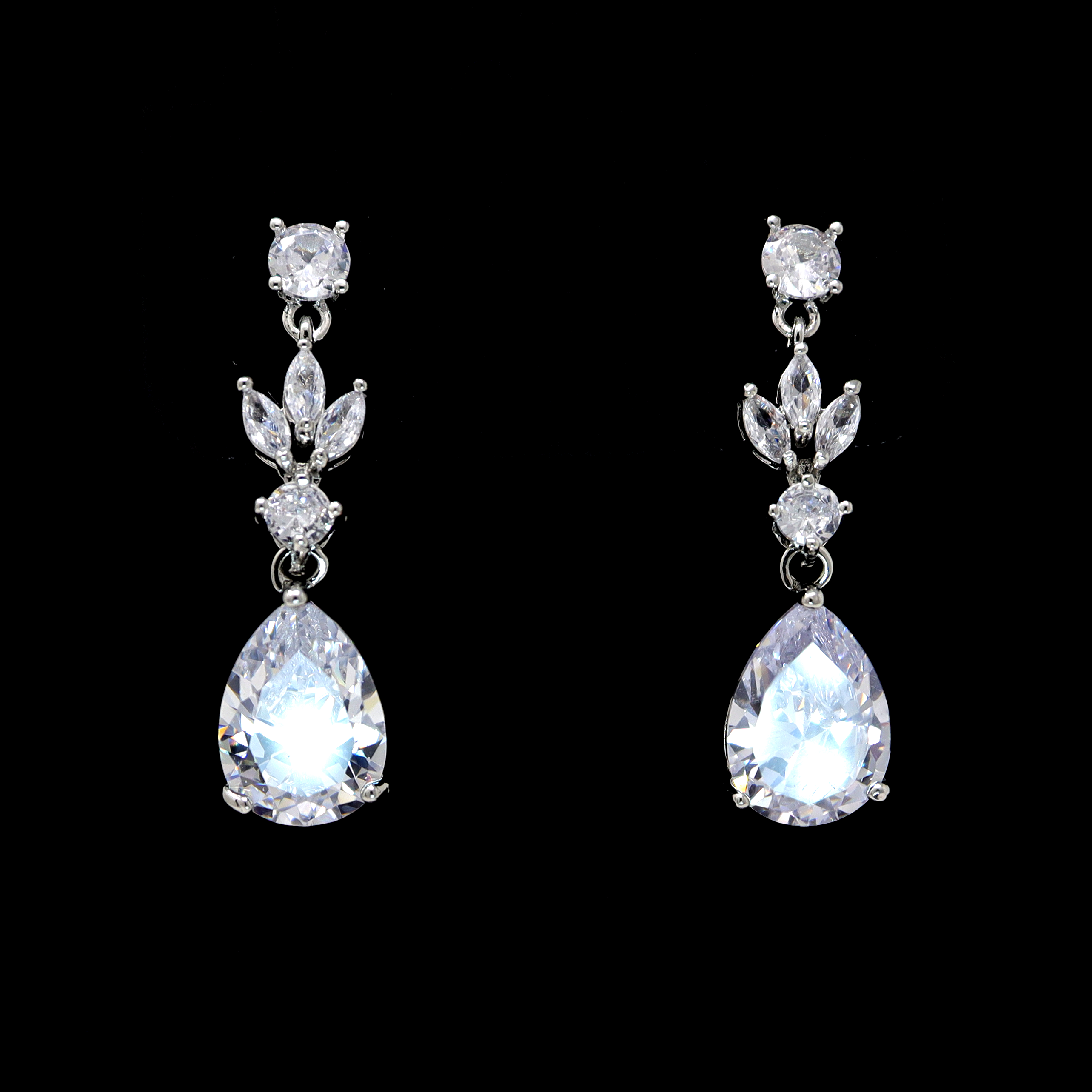 Swarovski Crystal Floral Leaves Diamond/Crystal Necklace, Bridal Necklace Set, Bridal Jewelry, Statement Necklace - TheMillenniumBride