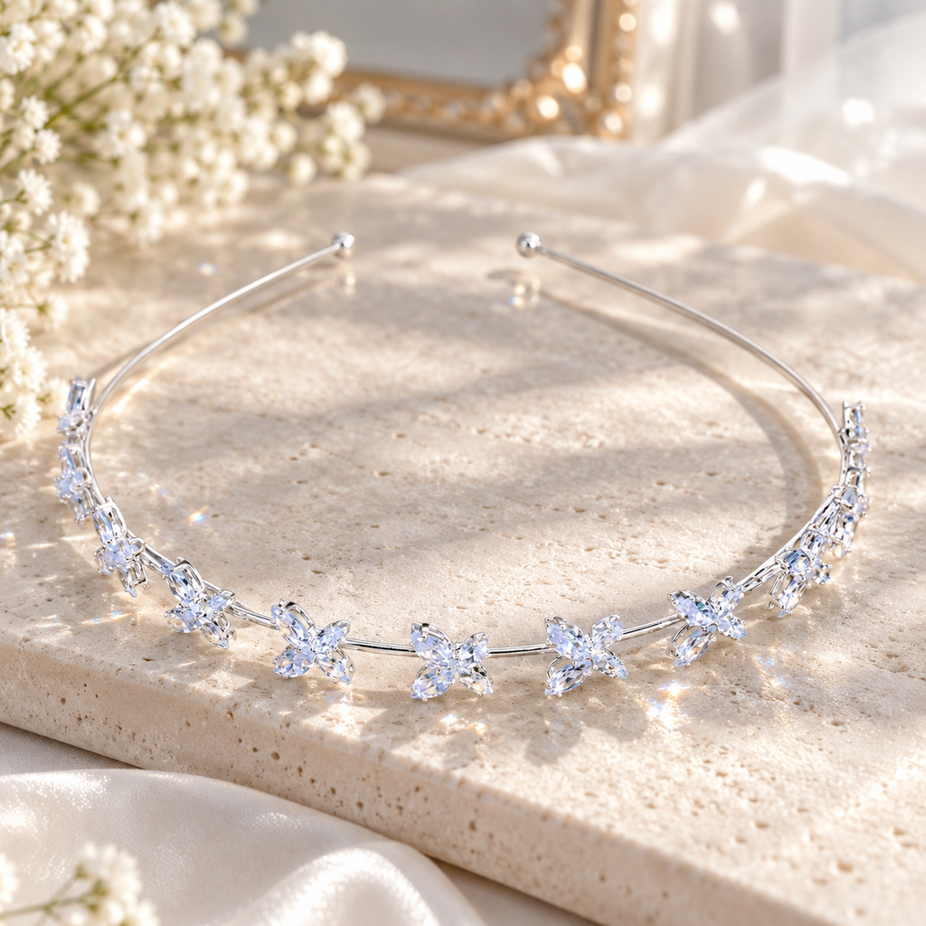 CZ Papillon Bridal Headband, Butterfly Bridal Hair Vine, Delicate Headband, Hair accessories