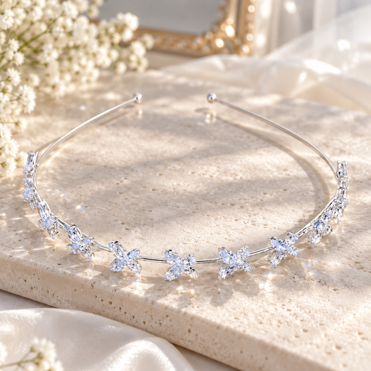 CZ Papillon Bridal Headband, Butterfly Bridal Hair Vine, Delicate Headband, Hair accessories