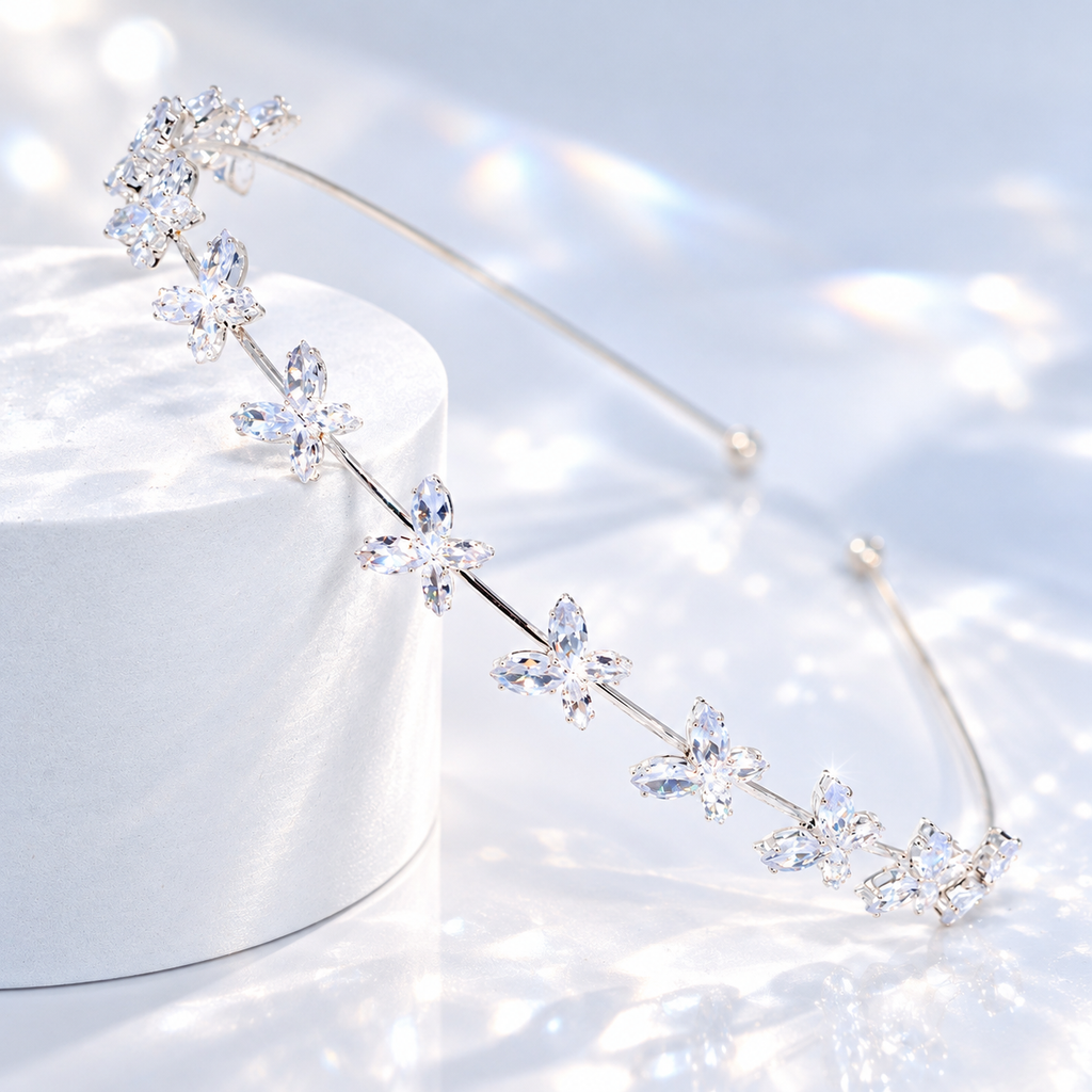 CZ Papillon Bridal Headband, Butterfly Bridal Hair Vine, Delicate Headband, Hair accessories