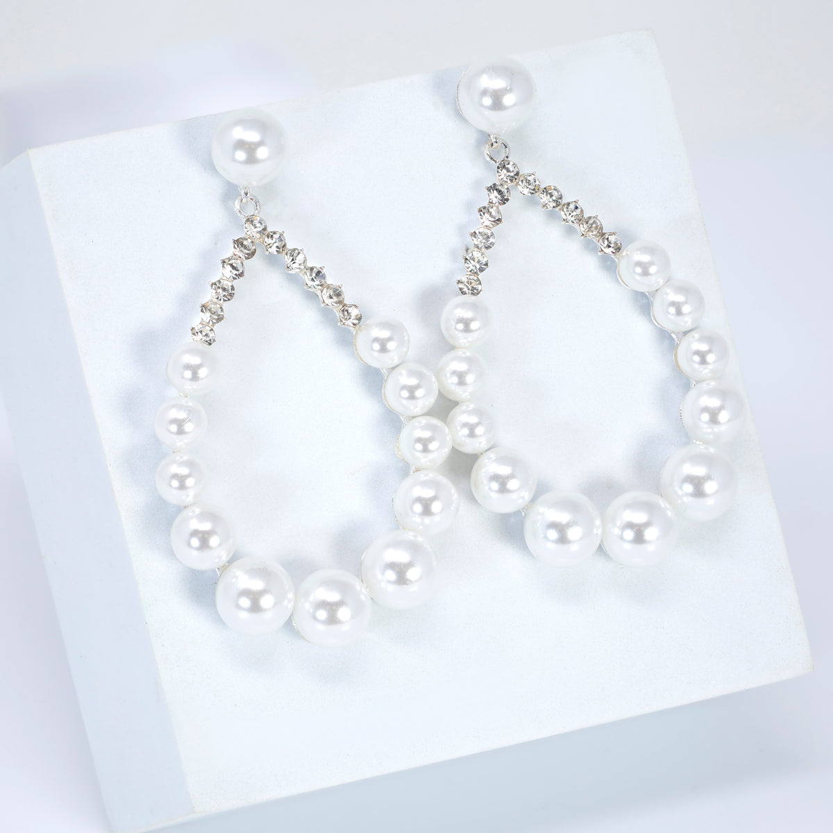 Written In Love Leaves Pearl Drop Bridal Earrings, Crystal Bridal Earrings, Statement Earrings Cz