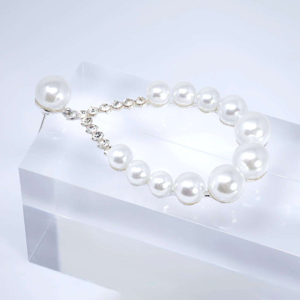 Written In Love Leaves Pearl Drop Bridal Earrings, Crystal Bridal Earrings, Statement Earrings Cz
