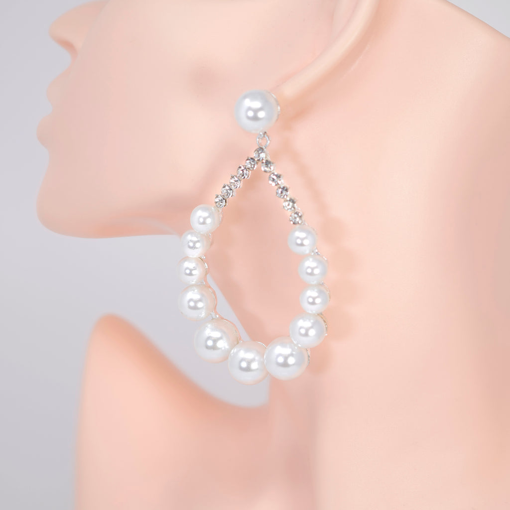 Written In Love Leaves Pearl Drop Bridal Earrings, Crystal Bridal Earrings, Statement Earrings Cz